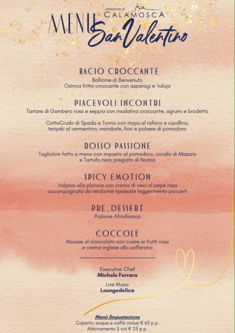 Menu San Valentino calamosca